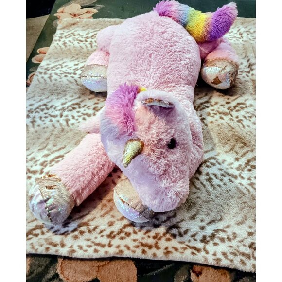 Goffa Pink Plush Unicorn Stuffed Animal Pillow Toy With Sequin Accents - Jumbo S - Picture 7 of 9